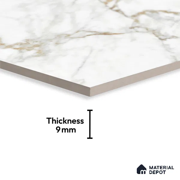 Marble Floor & Wall Large Format Tile TL 10207 Satuario Ray 6 ft x 4 ft Glossy Finish Vitrified Tile - 9 mm | Suitable for Living Room, Bedroom & Bathroom | Adhesive and Spacers Must be Used During Installation