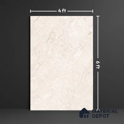 Marble Floor & Wall Large Format Tile TL 10211 Iris Beige 6 ft x 4 ft Glossy Finish Vitrified Tile - 9 mm | Suitable for Living Room, Bedroom & Bathroom | Adhesive and Spacers Must be Used During Installation
