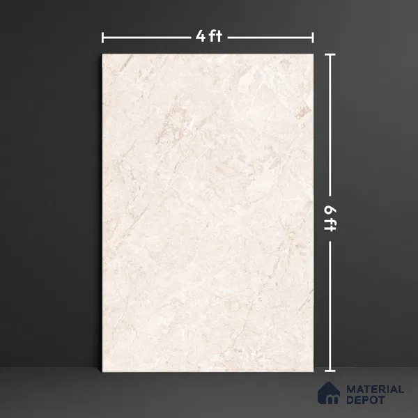 Marble Floor & Wall Large Format Tile TL 10211 Iris Beige 6 ft x 4 ft Glossy Finish Vitrified Tile - 9 mm | Suitable for Living Room, Bedroom & Bathroom | Adhesive and Spacers Must be Used During Installation