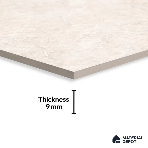 Marble Floor & Wall Large Format Tile TL 10211 Iris Beige 6 ft x 4 ft Glossy Finish Vitrified Tile - 9 mm | Suitable for Living Room, Bedroom & Bathroom | Adhesive and Spacers Must be Used During Installation
