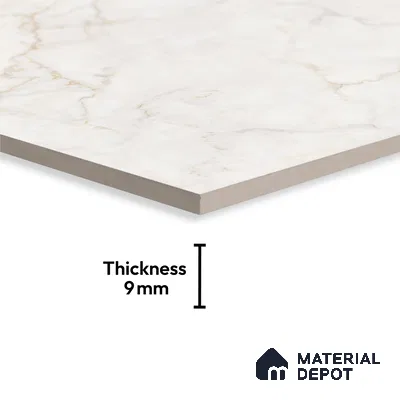White Marble Floor & Wall Tile TL 09043 Grande Pratonix Endless 6 ft x 4 ft Glossy Finish Vitrified Large Format Tile - 9 mm | Random 3 | Suitable for Living Room, Bedroom, Bathroom | Adhesive and Spacers Must be Used During Installation