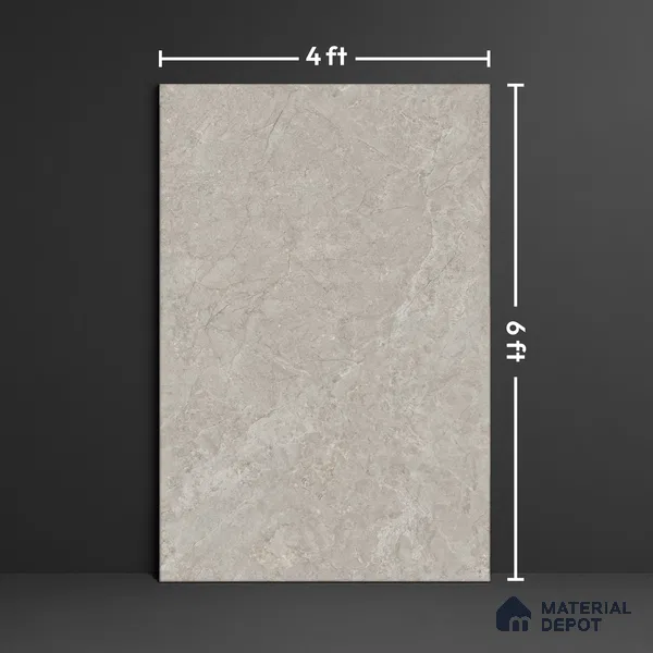 Grey Marble Floor & Wall Tile TL 09047 B Grande Klinker Grey Endless 6 ft x 4 ft Glossy Finish Vitrified Large Format Tile - 9 mm | Random 3 | Suitable for Living Room, Bedroom, Bathroom | Adhesive and Spacers Must be Used During Installation