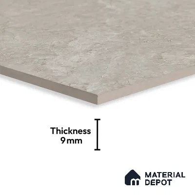 Grey Marble Floor & Wall Tile TL 09047 B Grande Klinker Grey Endless 6 ft x 4 ft Glossy Finish Vitrified Large Format Tile - 9 mm | Random 3 | Suitable for Living Room, Bedroom, Bathroom | Adhesive and Spacers Must be Used During Installation