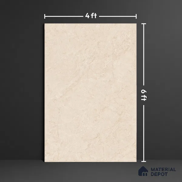 Beige Marble Floor & Wall Tile TL 09047 Grande Klinker Beige Endless 6 ft x 4 ft Glossy Finish Vitrified Large Format Tile - 9 mm | Random 3 | Suitable for Living Room, Bedroom, Bathroom | Adhesive and Spacers Must be Used During Installation