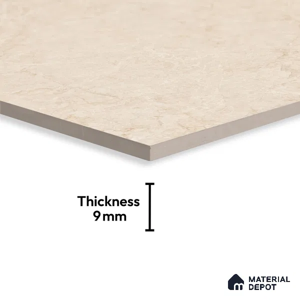 Beige Marble Floor & Wall Tile TL 09047 Grande Klinker Beige Endless 6 ft x 4 ft Glossy Finish Vitrified Large Format Tile - 9 mm | Random 3 | Suitable for Living Room, Bedroom, Bathroom | Adhesive and Spacers Must be Used During Installation