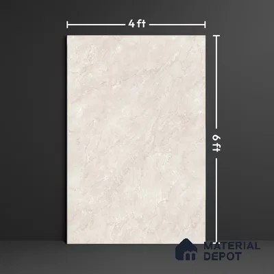 Ivory Marble Floor & Wall Tile TL 09046 B Grande Delray Dove Endless 6 ft x 4 ft Glossy Finish Vitrified Large Format Tile - 9 mm | Random 3 | Suitable for Living Room, Bedroom, Bathroom | Adhesive and Spacers Must be Used During Installation