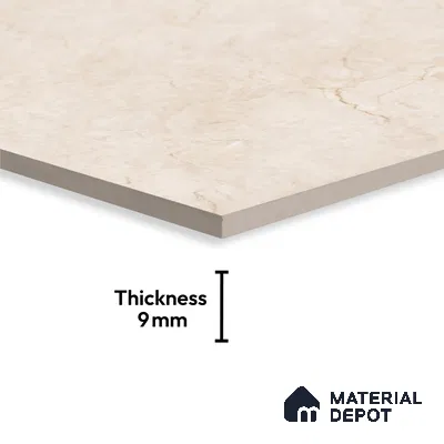 Cream Marble Floor & Wall Tile TL 09046 Grande Delfos Crema Endless 6 ft x 4 ft Glossy Finish Vitrified Large Format Tile - 9 mm | Random 4 | Suitable for Living Room, Bedroom, Bathroom | Adhesive and Spacers Must be Used During Installation