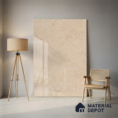 Marble Floor & Wall Large Format Tile TL 10069 Marlin Natural 6 ft x 4 ft Glossy Finish Vitrified Tile - 9 mm | Suitable for Living Room, Bedroom & Bathroom | Adhesive and Spacers Must be Used During Installation