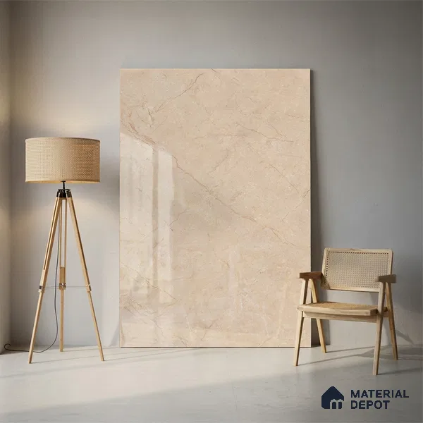 Marble Floor & Wall Large Format Tile TL 10069 Marlin Natural 6 ft x 4 ft Glossy Finish Vitrified Tile - 9 mm | Suitable for Living Room, Bedroom & Bathroom | Adhesive and Spacers Must be Used During Installation
