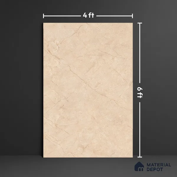 Marble Floor & Wall Large Format Tile TL 10069 Marlin Natural 6 ft x 4 ft Glossy Finish Vitrified Tile - 9 mm | Suitable for Living Room, Bedroom & Bathroom | Adhesive and Spacers Must be Used During Installation