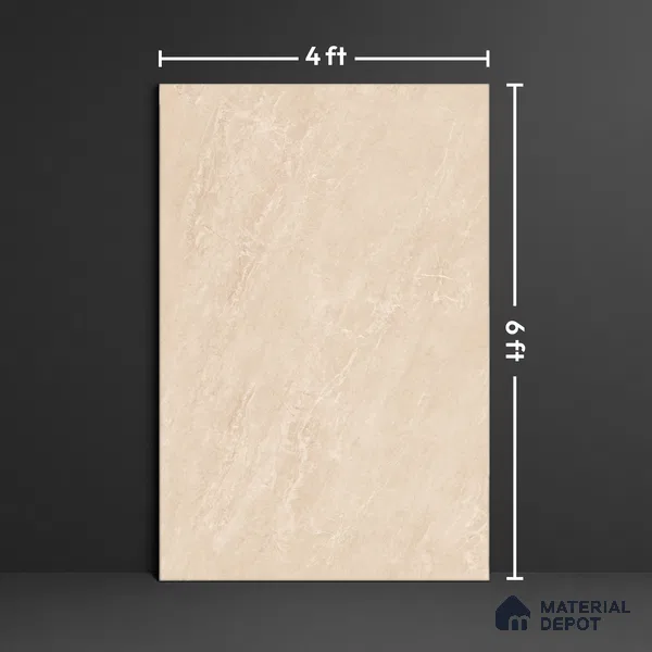 Beige Marble Floor & Wall Tile TL 09045 B Grande Imperial Beige Endless 6 ft x 4 ft Glossy Finish Vitrified Large Format Tile - 9 mm | Random 3 | Suitable for Living Room, Bedroom, Bathroom | Adhesive and Spacers Must be Used During Installation