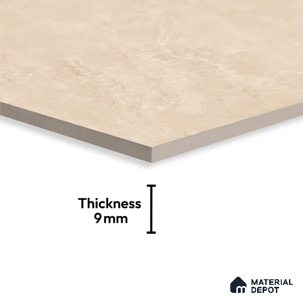Beige Marble Floor & Wall Tile TL 09045 B Grande Imperial Beige Endless 6 ft x 4 ft Glossy Finish Vitrified Large Format Tile - 9 mm | Random 3 | Suitable for Living Room, Bedroom, Bathroom | Adhesive and Spacers Must be Used During Installation