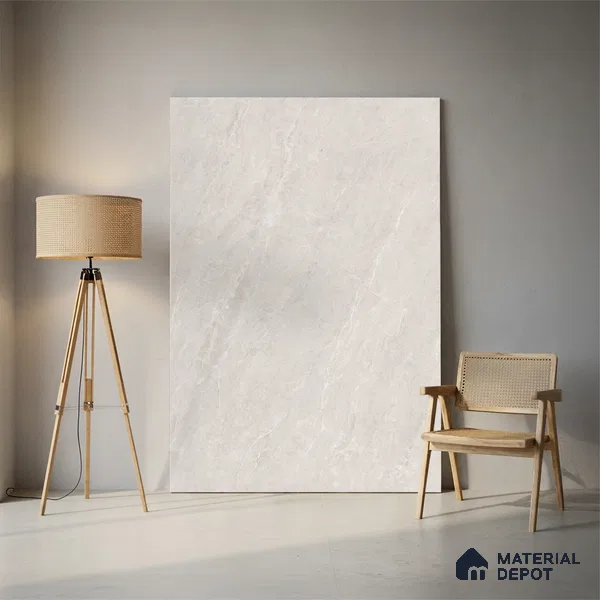 Silver Marble Floor & Wall Tile TL 09045 C Grande Imperial Silver Endless 6 ft x 4 ft Matte Finish Vitrified Large Format Tile - 9 mm | Random 3 | Suitable for Living Room, Bedroom, Bathroom | Adhesive and Spacers Must be Used During Installation