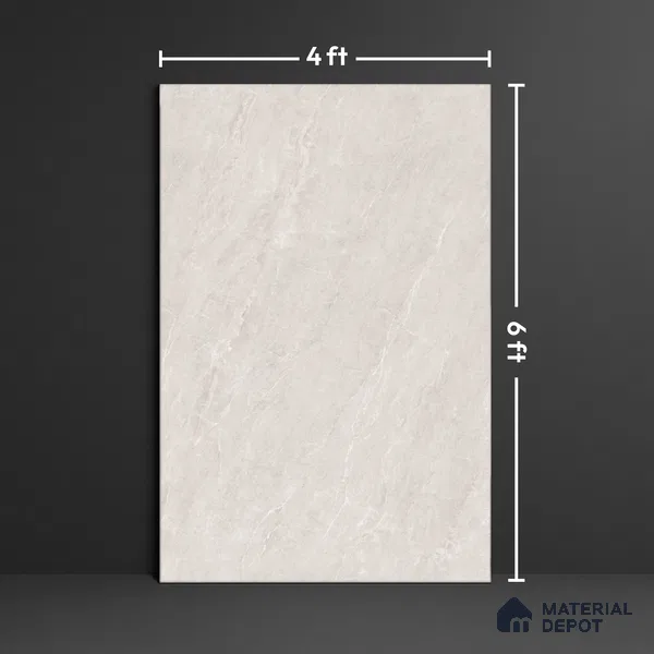 Silver Marble Floor & Wall Tile TL 09045 C Grande Imperial Silver Endless 6 ft x 4 ft Matte Finish Vitrified Large Format Tile - 9 mm | Random 3 | Suitable for Living Room, Bedroom, Bathroom | Adhesive and Spacers Must be Used During Installation