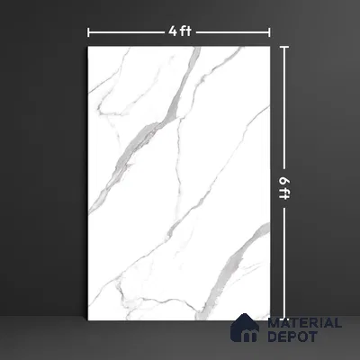 Marble Floor & Wall Large Format Tile TL 10209 Statuario Flip 6 ft x 4 ft Glossy Finish Vitrified Tile - 9 mm | Suitable for Living Room, Bedroom & Bathroom | Adhesive and Spacers Must be Used During Installation