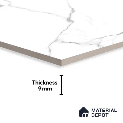 Marble Floor & Wall Large Format Tile TL 10209 Statuario Flip 6 ft x 4 ft Glossy Finish Vitrified Tile - 9 mm | Suitable for Living Room, Bedroom & Bathroom | Adhesive and Spacers Must be Used During Installation