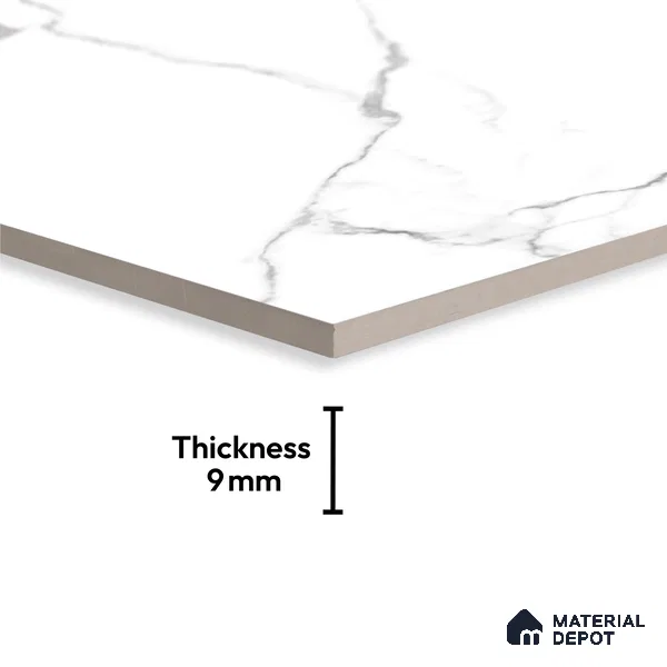 Marble Floor & Wall Large Format Tile TL 10209 Statuario Flip 6 ft x 4 ft Glossy Finish Vitrified Tile - 9 mm | Suitable for Living Room, Bedroom & Bathroom | Adhesive and Spacers Must be Used During Installation