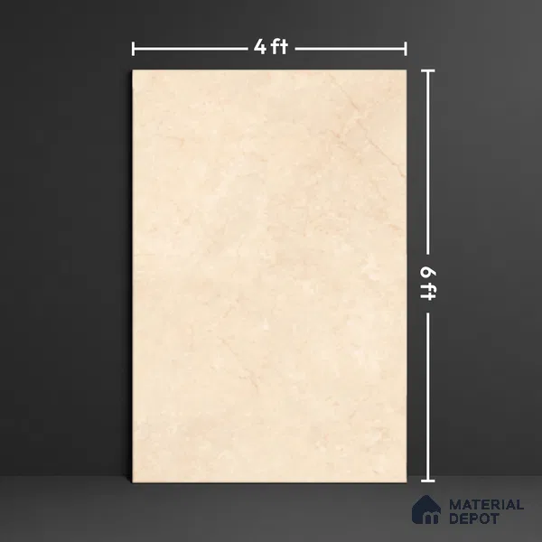 Marble Floor Large Format Tile TL 10087 Amity Beige 6 ft x 4 ft Glossy Finish Vitrified Colorbody Tile - 15 mm | Suitable for Living Room, Bedroom & Bathroom | Adhesive and Spacers Must be Used During Installation