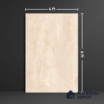 Marble Floor Large Format Tile TL 10084 Revan Marfil 6 ft x 4 ft Glossy Finish Vitrified Colorbody Tile - 15 mm | Suitable for Living Room, Bedroom & Bathroom | Adhesive and Spacers Must be Used During Installation