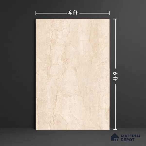 Marble Floor Large Format Tile TL 10084 Revan Marfil 6 ft x 4 ft Glossy Finish Vitrified Colorbody Tile - 15 mm | Suitable for Living Room, Bedroom & Bathroom | Adhesive and Spacers Must be Used During Installation