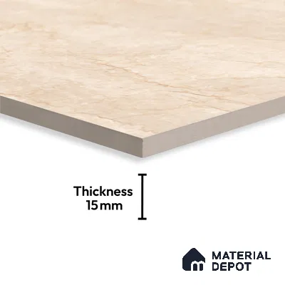 Marble Floor Large Format Tile TL 10084 Revan Marfil 6 ft x 4 ft Glossy Finish Vitrified Colorbody Tile - 15 mm | Suitable for Living Room, Bedroom & Bathroom | Adhesive and Spacers Must be Used During Installation