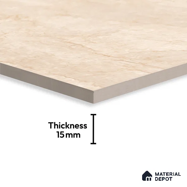 Marble Floor Large Format Tile TL 10084 Revan Marfil 6 ft x 4 ft Glossy Finish Vitrified Colorbody Tile - 15 mm | Suitable for Living Room, Bedroom & Bathroom | Adhesive and Spacers Must be Used During Installation