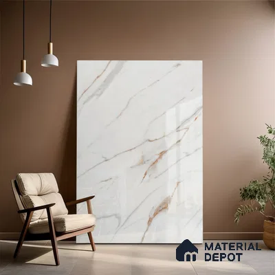 Marble Floor Large Format Tile TL 10080 Ziliona Rice 6 ft x 4 ft Glossy Finish Vitrified Colorbody Tile - 15 mm | Suitable for Living Room, Bedroom & Bathroom | Adhesive and Spacers Must be Used During Installation