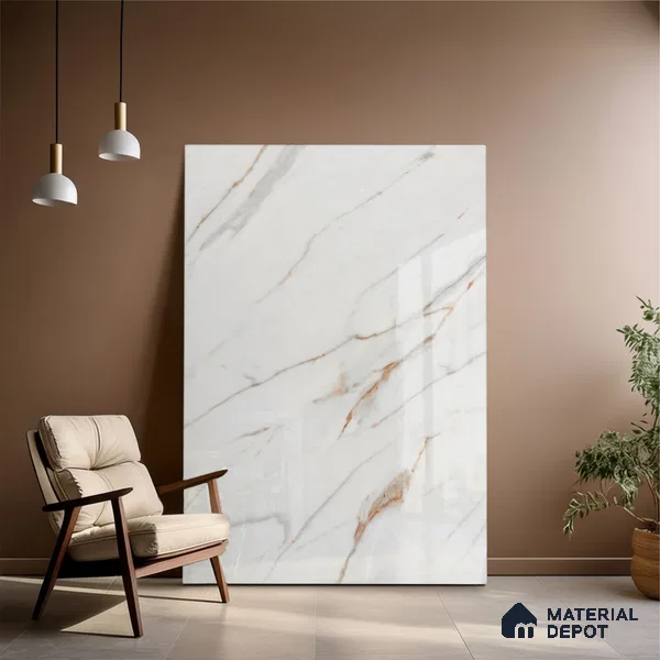 Marble Floor Large Format Tile TL 10080 Ziliona Rice 6 ft x 4 ft Glossy Finish Vitrified Colorbody Tile - 15 mm | Suitable for Living Room, Bedroom & Bathroom | Adhesive and Spacers Must be Used During Installation