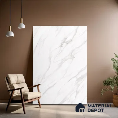Marble Floor Large Format Tile TL 10281 Misty Pearl 6 ft x 4 ft Carving Matte Finish Vitrified Colorbody Tile - 15 mm | Suitable for Living Room, Bedroom & Bathroom | Adhesive and Spacers Must be Used During Installation