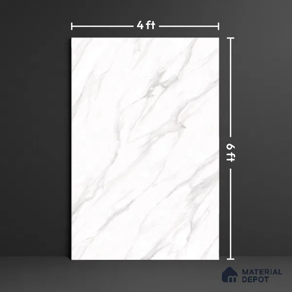 Marble Floor Large Format Tile TL 10281 Misty Pearl 6 ft x 4 ft Carving Matte Finish Vitrified Colorbody Tile - 15 mm | Suitable for Living Room, Bedroom & Bathroom | Adhesive and Spacers Must be Used During Installation