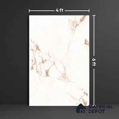 Marble Floor & Wall Large Format Tile TL 10280 Frozen Beige 6 ft x 4 ft Satin Finish Vitrified Tile - 9 mm | Suitable for Living Room, Bedroom & Bathroom | Adhesive and Spacers Must be Used During Installation (Sample)