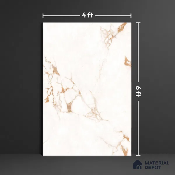 Marble Floor & Wall Large Format Tile TL 10280 Frozen Beige 6 ft x 4 ft Satin Finish Vitrified Tile - 9 mm | Suitable for Living Room, Bedroom & Bathroom | Adhesive and Spacers Must be Used During Installation (Sample)