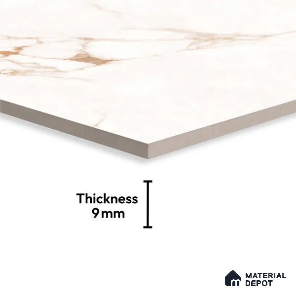 Marble Floor & Wall Large Format Tile TL 10280 Frozen Beige 6 ft x 4 ft Satin Finish Vitrified Tile - 9 mm | Suitable for Living Room, Bedroom & Bathroom | Adhesive and Spacers Must be Used During Installation (Sample)