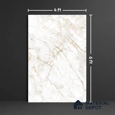 Marble Floor & Wall Large Format Tile TL 10279 Glister Gold 6 ft x 4 ft Satin Finish Vitrified Tile - 9 mm | Suitable for Living Room, Bedroom & Bathroom | Adhesive and Spacers Must be Used During Installation