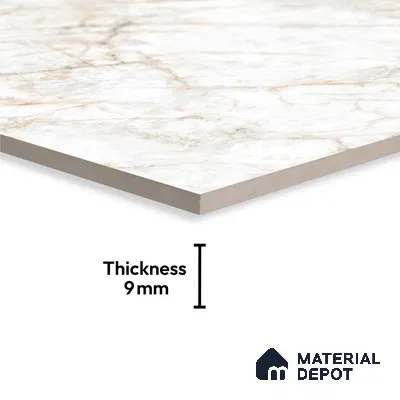 Marble Floor & Wall Large Format Tile TL 10279 Glister Gold 6 ft x 4 ft Satin Finish Vitrified Tile - 9 mm | Suitable for Living Room, Bedroom & Bathroom | Adhesive and Spacers Must be Used During Installation