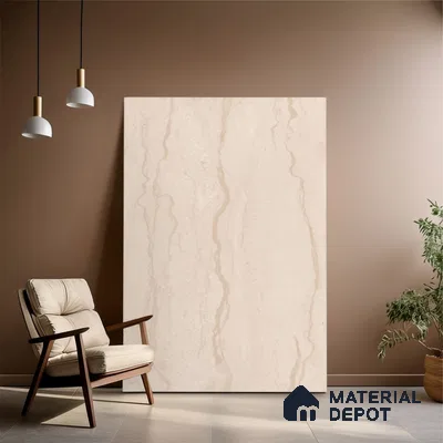 Marble Floor & Wall Large Format Tile TL 10187 Parador Beige 6 ft x 4 ft Satin Finish Vitrified Tile - 9 mm | Suitable for Living Room, Bedroom & Bathroom | Adhesive and Spacers Must be Used During Installation