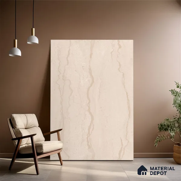 Marble Floor & Wall Large Format Tile TL 10187 Parador Beige 6 ft x 4 ft Satin Finish Vitrified Tile - 9 mm | Suitable for Living Room, Bedroom & Bathroom | Adhesive and Spacers Must be Used During Installation