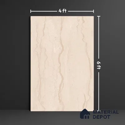 Marble Floor & Wall Large Format Tile TL 10187 Parador Beige 6 ft x 4 ft Satin Finish Vitrified Tile - 9 mm | Suitable for Living Room, Bedroom & Bathroom | Adhesive and Spacers Must be Used During Installation