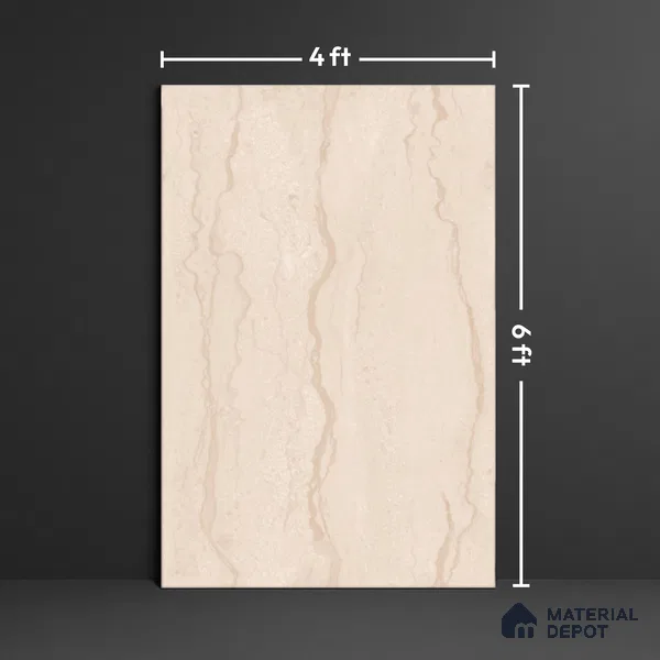 Marble Floor & Wall Large Format Tile TL 10187 Parador Beige 6 ft x 4 ft Satin Finish Vitrified Tile - 9 mm | Suitable for Living Room, Bedroom & Bathroom | Adhesive and Spacers Must be Used During Installation
