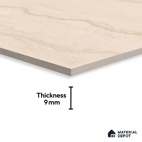 Marble Floor & Wall Large Format Tile TL 10187 Parador Beige 6 ft x 4 ft Satin Finish Vitrified Tile - 9 mm | Suitable for Living Room, Bedroom & Bathroom | Adhesive and Spacers Must be Used During Installation