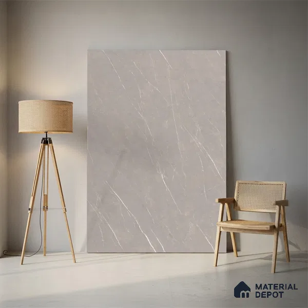 Marble Floor & Wall Large Format Tile TL 10188 Pietra Grey 6 ft x 4 ft Satin Finish Vitrified Tile - 9 mm | Suitable for Living Room, Bedroom & Bathroom | Adhesive and Spacers Must be Used During Installation