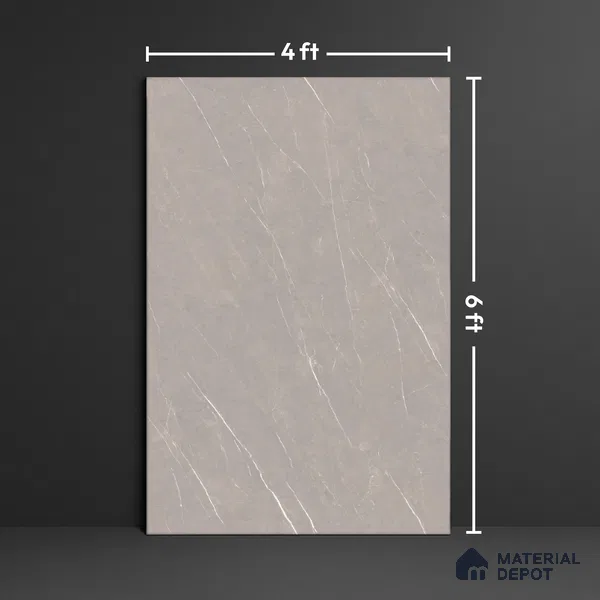 Marble Floor & Wall Large Format Tile TL 10188 Pietra Grey 6 ft x 4 ft Satin Finish Vitrified Tile - 9 mm | Suitable for Living Room, Bedroom & Bathroom | Adhesive and Spacers Must be Used During Installation