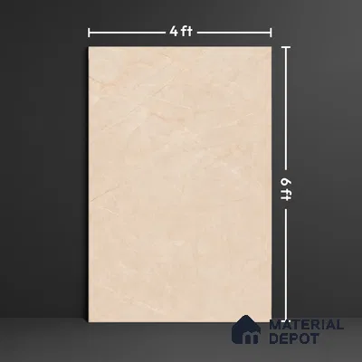 Marble Floor & Wall Large Format Tile TL 10190 Omani Beige 6 ft x 4 ft Satin Finish Vitrified Tile - 9 mm | Suitable for Living Room, Bedroom & Bathroom | Adhesive and Spacers Must be Used During Installation