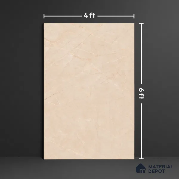 Marble Floor & Wall Large Format Tile TL 10190 Omani Beige 6 ft x 4 ft Satin Finish Vitrified Tile - 9 mm | Suitable for Living Room, Bedroom & Bathroom | Adhesive and Spacers Must be Used During Installation