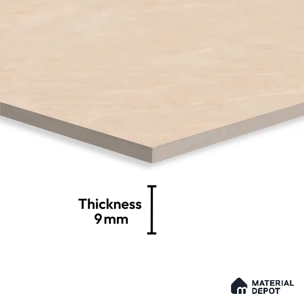 Marble Floor & Wall Large Format Tile TL 10190 Omani Beige 6 ft x 4 ft Satin Finish Vitrified Tile - 9 mm | Suitable for Living Room, Bedroom & Bathroom | Adhesive and Spacers Must be Used During Installation