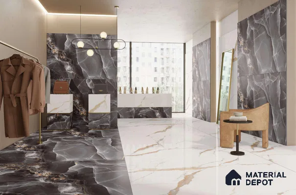Endless Marble Floor & Wall Tile TL 10409 Beauty Onyx 6 ft x 4 ft Matte Finish Vitrified Large Format Tile - 9 mm | 3 Random Design | Suitable For Living Room, Bedroom, Bathroom | Adhesive and Spacers Must be Used During Installation