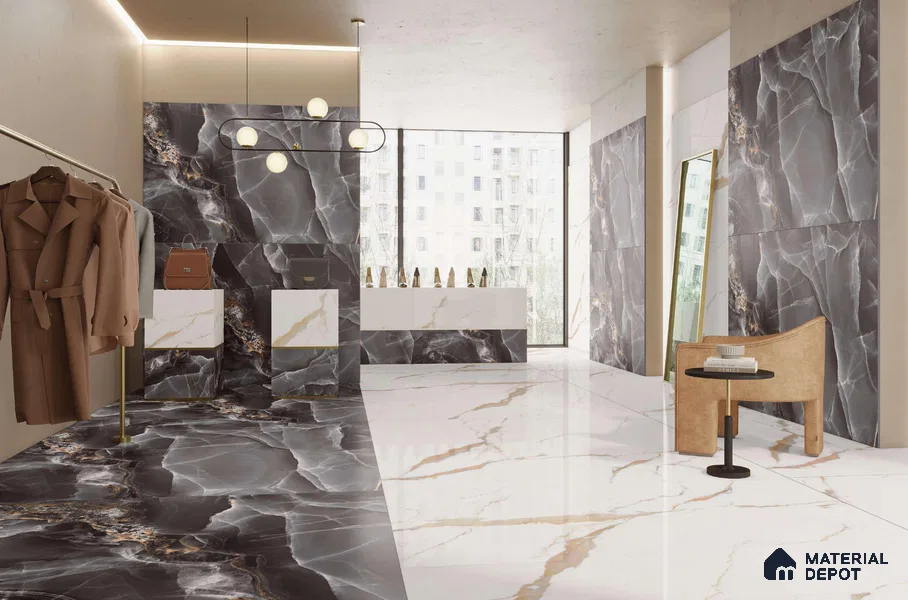Endless Marble Floor & Wall Tile TL 10409 Beauty Onyx 6 ft x 4 ft Matte Finish Vitrified Large Format Tile - 9 mm | 3 Random Design | Suitable For Living Room, Bedroom, Bathroom | Adhesive and Spacers Must be Used During Installation