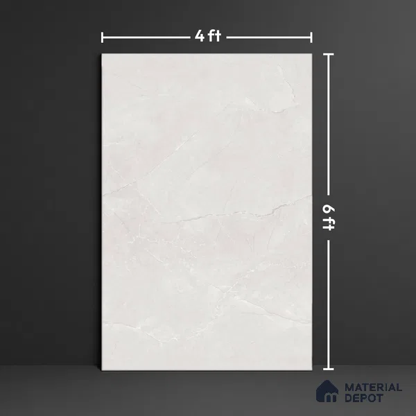 Marble Look Wall & Floor Tile TL 10410 Spring Grey 6 ft x 4 ft Satin Finish Vitrified Tile - 9 mm | Suitable For living Room, Bedroom, Bathroom | Adhesive and Spacers Must be Used During Installation