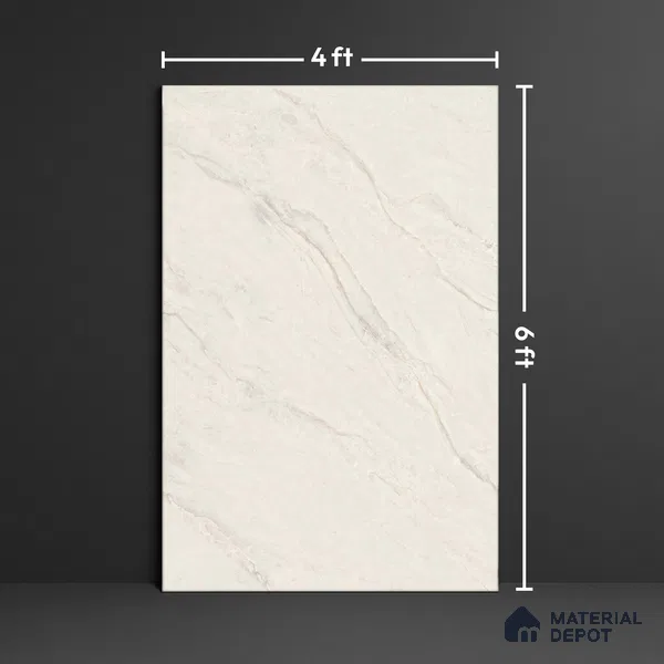 Marble Look Wall & Floor Tile TL 10408 Roman Beige 6 ft x 4 ft Satin Finish Vitrified Tile - 9 mm | Suitable For living Room, Bedroom, Bathroom | Adhesive and Spacers Must be Used During Installation