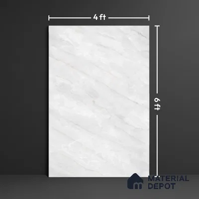 Marble Look Wall & Floor Tile TL 10405 Retro White Taj 6 ft x 4 ft Satin Finish Vitrified Tile - 9 mm | Suitable For living Room, Bedroom, Bathroom | Adhesive and Spacers Must be Used During Installation